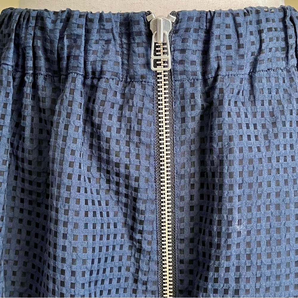 Steven Alan - Navy Blue Tone-on-Tone Gingham Check Skirt - Medium - Picture 2 of 11